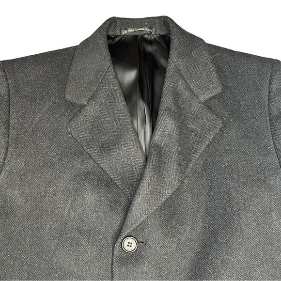 VTG Amalgamated Clothing Union Made Gray Men’s Wool Houndstooth Overcoat Medium - Picture 2 of 9